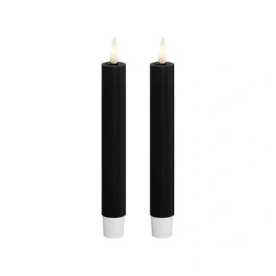 Image of Deluxe Homeart Indoor Flameless LED Taper Dinner Candle 2 Set with Real Flame™ Technology Battery Powered Candles (15 cm, Black)