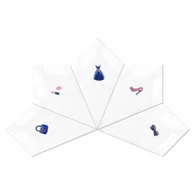 Image of Warwick &amp; Vance Pack Of 5 Womens/Ladies Party Design Handkerchiefs With Satin Stripe Borders, 100% Cotton, 29 x 29cm