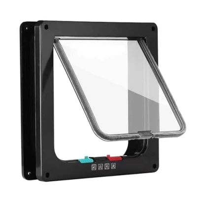 Image of Tibeoyad Cat Flap, 4 Way Magnetic Closure Pet Easy Installation Door, Door in Wall, Wooden Upvc Interior Brick Walls, Doors