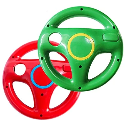 Image of NBCP Wii Steering Wheel, 2 Pack Controller Mario Kart Racing Wheel Game for Remote (Red and Green)