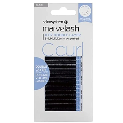 Image of Salon System Marvelash C Curl 0.07 Double Layer Assorted Black Lashes