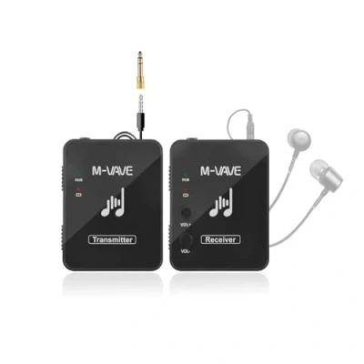 Image of M Vave WP9 Wireless In Ear Monitor System, 2.4GHz Transmitter and Receiver, Clip on Design, USB Rechargeable, Black