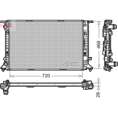 Image of 8K0121251AC, 8K0121251AG, 8K0121251L, 8K0121251R Engine radiator DENSO DRM02022 720mm 467mm 28mm AUDI: A5 B8 Coupe, A4 Saloon, Sportback