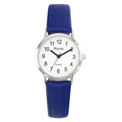 Image of Ravel Unisex Classic Everyday Watch with Modern Numbers Analogue Quartz R0129.26.1 Blue/Silver Tone/White Dial