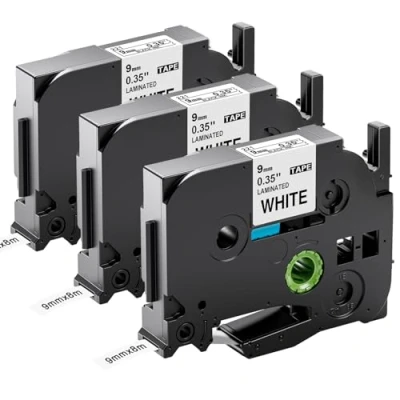 Image of Upwinning TZE 221 Compatible with Tape 9mm Replace for Brother P Touch 9mm, Laminated 0.35 Black on White TZe221 AZe Label Maker PT900 1000 1010 H105 H110, 3 Pack
