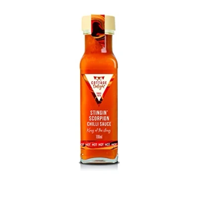 Image of Cottage Delight Stingin Scorpion Chilli Sauce 100ml, Orange