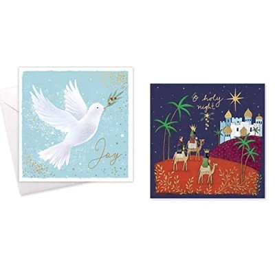 Image of 10 pack Christmas Cards Square 14cm x with Envelopes 2 Designs per (Nativity/Dove 5497)