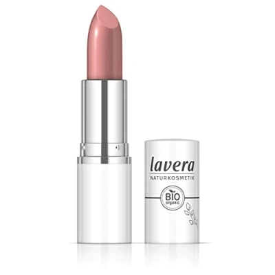 Image of lavera Cream Glow Lipstick Retro Rose 02 Intense colour Shiny finish High wearing comfort Up to 6 hours hold Vegan Natural cosmetics (1x 18 g)