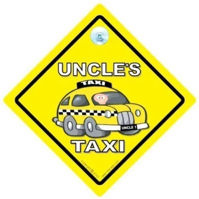 Image of Uncle&#039;s Taxi, Taxi Sign, Car Baby on Board, Uncle&#039;&#039;s Decal, Bumper Sticker, Sign