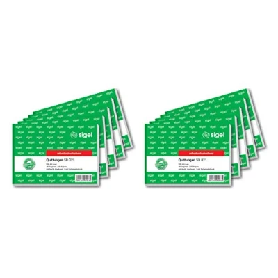Image of Sigel SD021 Duplicate Invoice Books &#039;Quittung&#039; (&#039;Invoice&#039;) A6 Printed Recto and Verso with Security Print 2 x 40 Sheets Set of 10 [German Import]