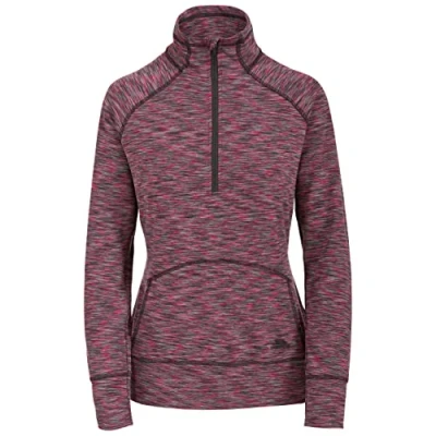 Image of Trespass Moxie, Raspberry Marl, XXS, Longsleeved Active Top with Front Pouch Pocket for Women, XX Small / 2X 2XS, Grey