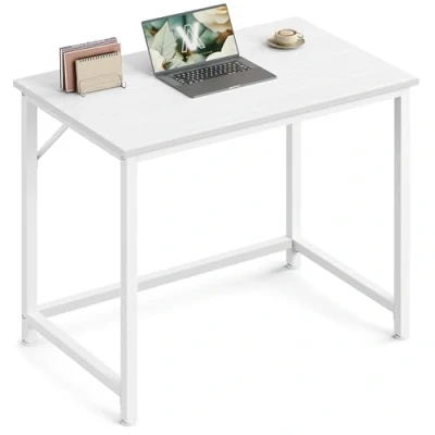Image of VASAGLE Computer Desk, Small Office Desk and Workstation, Work for Home Office, Study, Bedroom, 50 x 80 76 cm, Modern Style, Metal Frame, Maple White LWD038W44