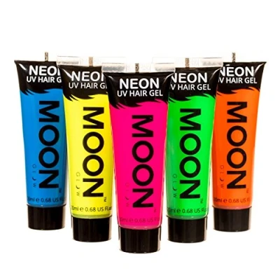 Image of Moon Glow 20ml Neon UV Hair Gel Temporary Wash out Colour dye Choose from 8 colours (Set of 5)