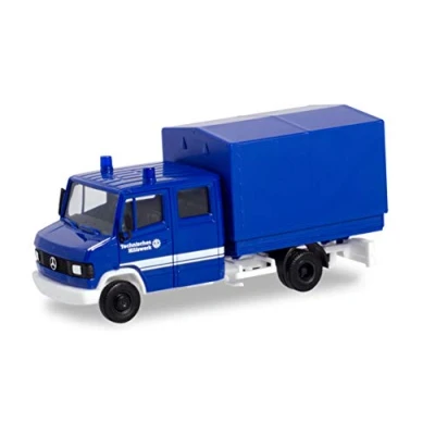 Image of herpa 094801 Mercedes Benz T2 Double cab with THW Canvas, Mini Vehicle, Multicoloured