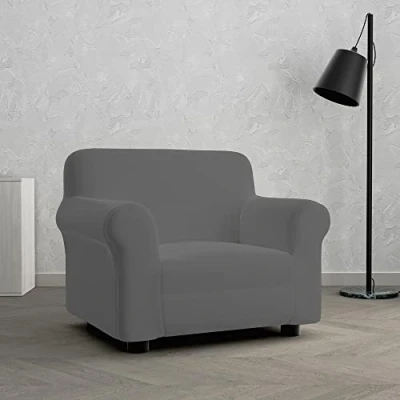 Image of Italian Bed Linen Dahlia elastic sofa cover, Dark Gray, 1 PLACE