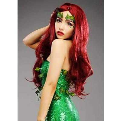 Image of Magic Box Womens Deluxe Long Dark Red Poison Ivy Style Wig
