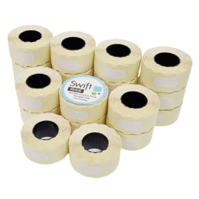 Image of Swift 26 x 12 mm Price Gun Labels White 20 Rolls 20,000 Stickers CT4 Wavy Edge Pricemarking Tags Fits Many Pricing Labellers
