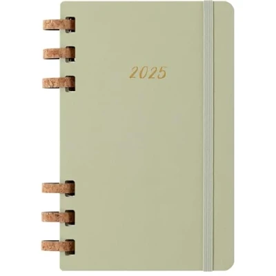 Image of Moleskine Weekly &amp; Monthly Planner, Spiral 12 Month 2025, Hard Cover and Elastic Closure, Crush Kiwi Color, Large Format 15x21 cm