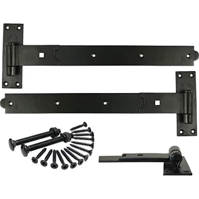 Image of 36&quot; 900mm Heavy Duty Straight Hook and Band GATE Hinge EPOXY Black Includes All Suitable FIXINGS HBS900B 1 x Pair Free Next Working Day DELIVERY
