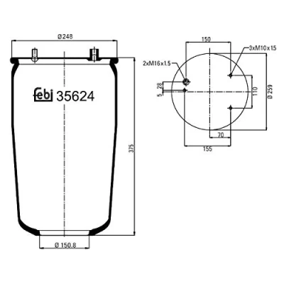 Image of 0067504, 67504 Boot, air suspension FEBI BILSTEIN 35624 Rear Axle Left, Right