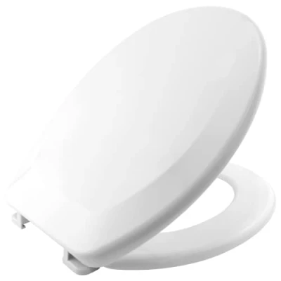Image of BEMIS Ashford Thermoplastic White Toilet Seat. Non Slip Seat with Universal Adjustable Plastic Hinges. Recyclable Seat, Easy to Clean &amp; Quick Installation,