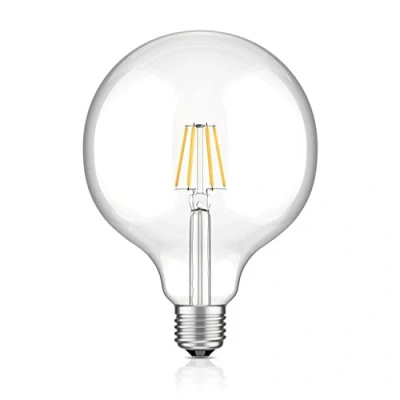 Image of ledscom.de E27 LED Bulb, G125, Warm White (2700 K), 7,5 W, 838lm, Filament, Glass, LED, Light Base, Energy Saving lamp, Classic, Globe, Globe Shape