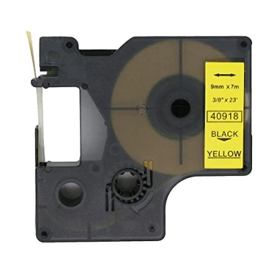 Image of Fassport 1 Pack Black on Yellow Label Tape Compatible for DYMO D1 40918 9mm 3/8&quot;