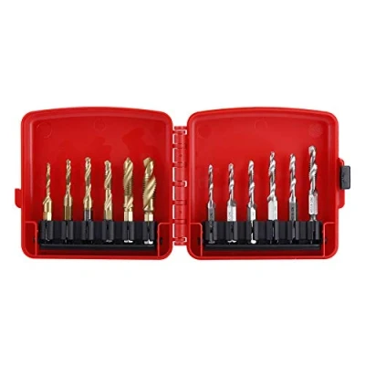 Image of 12Pcs M3 M10 Thread Tap Tool, Hex Shank Titanium Plated HSS Screw Metric &amp; Inch Drill Bits for Lathe Machine