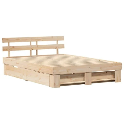 Image of vidaXL with Drawer Headboard Storage Brown 160 x 200 cm Solid pine wood