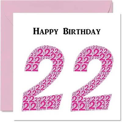 Image of Fun 22nd Birthday Cards for Woman Shapecloud Happy Card Son Daughter Brother Sister Grandson Granddaughter Niece Nephew Uncle, 145mm x Greeting Cards,