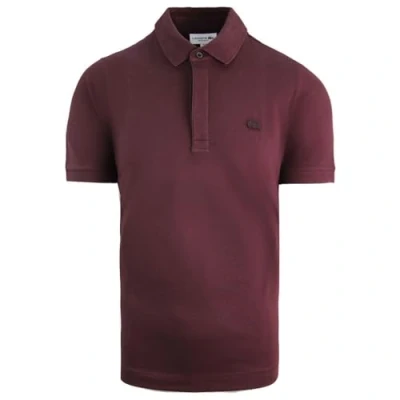 Image of Lacoste Regular Fit Short Sleeve Collared Burgundy Mens Polo Shirt PH5522 Y29