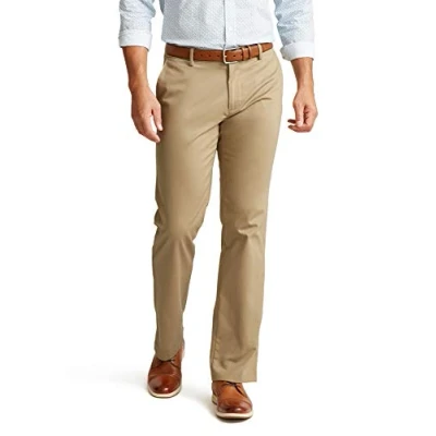 Image of DOCKERS Men&#039;s Straight Fit Signature 2.0 Pants Creaseless, New British Khaki, 34W x 34L