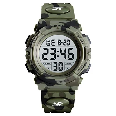 Image of SKMEI Children Digital Camouflage Kid Watch LED Alarm 50M Waterproof Sport Wristwatches for Boy (Army Green Camouflage)