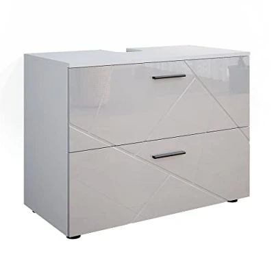 Image of Vicco Sink base cabinet Irma, White High Gloss, 80 x 59 cm