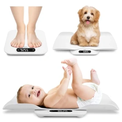 Image of BAGAIL Baby Scale with Detachable Tray, Auto Rotation Readings, Tare, Lock and Comparison, Universal Digital Weighing for Infant, Pet, Toddler Adult, Max Weight Up to 400lb/180kg