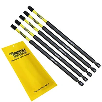 Image of 5 x SabreCut SCRSQ3152_5 152mm SQ3 Square Magnetic Impact Screwdriver Driver Bits Set Single Ended Heavy Duty Compatible with Dewalt Milwaukee Bosch Makita and Others