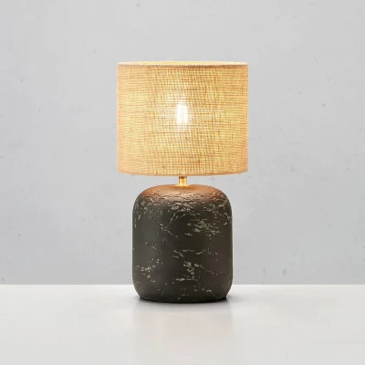 Image of Markslöjd Montagna table lamp, concrete, jute, 45 cm high