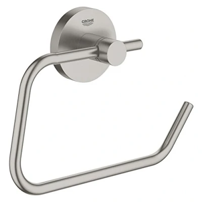 Image of GROHE Essentials Toilet Paper Holder German Engineered, Metal In Stainless Steel Look and with Concealed Fastening 40689DC1