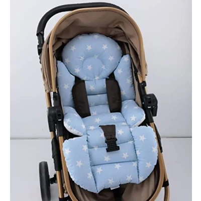 Image of Pushchair/Stroller Cushion Pram Accessories Seat Liner Umay Baby 100% Cotton (Blue Star)