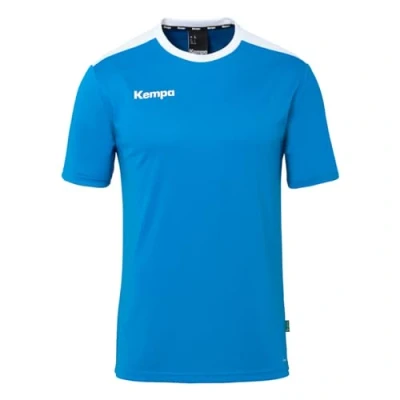 Image of Kempa Emotion 27 Short Sleeve Handball Jersey Sports T Shirt for Children and Adults Men Boys Aqua/White