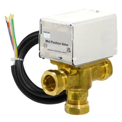 Image of SPARES2GO 3 Port Mid Position Valve 28mm Motorised Central Heating/Boiler System Control
