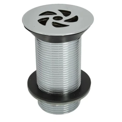 Image of TC Bathroom Flush Grated Basin Waste Unslotted Tail for Overflow 1 1/4&quot; 32mm Metal Backnut 89mm High