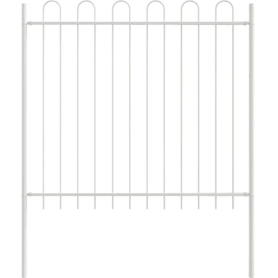 Image of vidaXL Garden Fence with Hoop Top White 1.7x1.5 m Steel