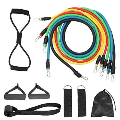 Image of Exercise Resistance Bands Set,Fitness Stretch Workout 11PC with Fitness Tubes, Foam Handles, Ankle Straps, Door Anchor for Home Gym Fitness,for Men Women