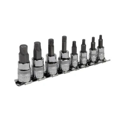 Image of Sealey Premier Hex Socket Bit Set Lock On™ 8pc 1/4&quot; &amp; 3/8&quot;Sq Drive Imperial