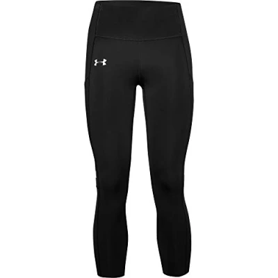 Image of Under Armour Women Qualifier Speedpocket Roadside Runway Crop Legging Black/Reflective (001), Medium