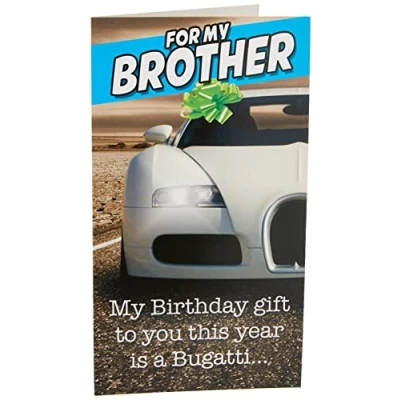 Image of Face Ache Brother Birthday Card, Funny Happy Card for Him, Bugatti, Brother, Greetings 130x235mm, Multi, ZVW7157