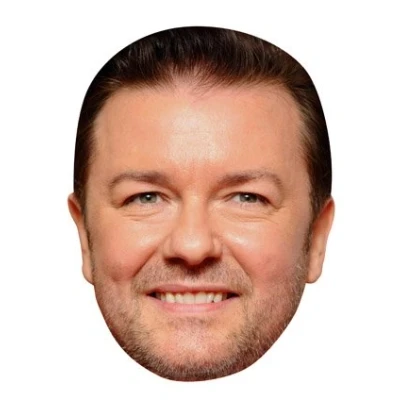Image of FoxyPrinting Ricky Gervais New Celebrity Cardboard Party Face Mask Fancy Dress