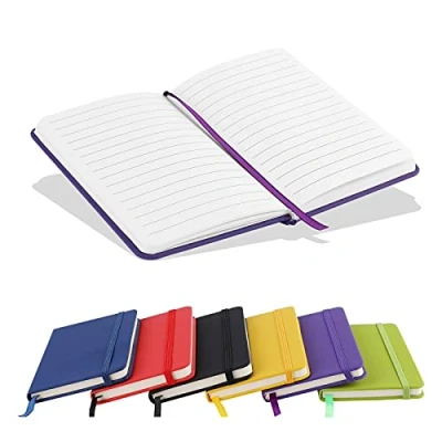 Image of A6 Notebook, Pocket Notebook Small Notebooks Hardback Notepad Journal 160 Pages (80 Sheets) Purple