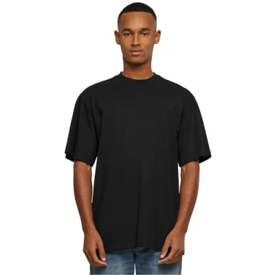 Image of Urban Classics Men&#039;s Tall Tee Oversized Short Sleeves T Shirt with Dropped Shoulders, 100% Jersey Cotton, Black, S